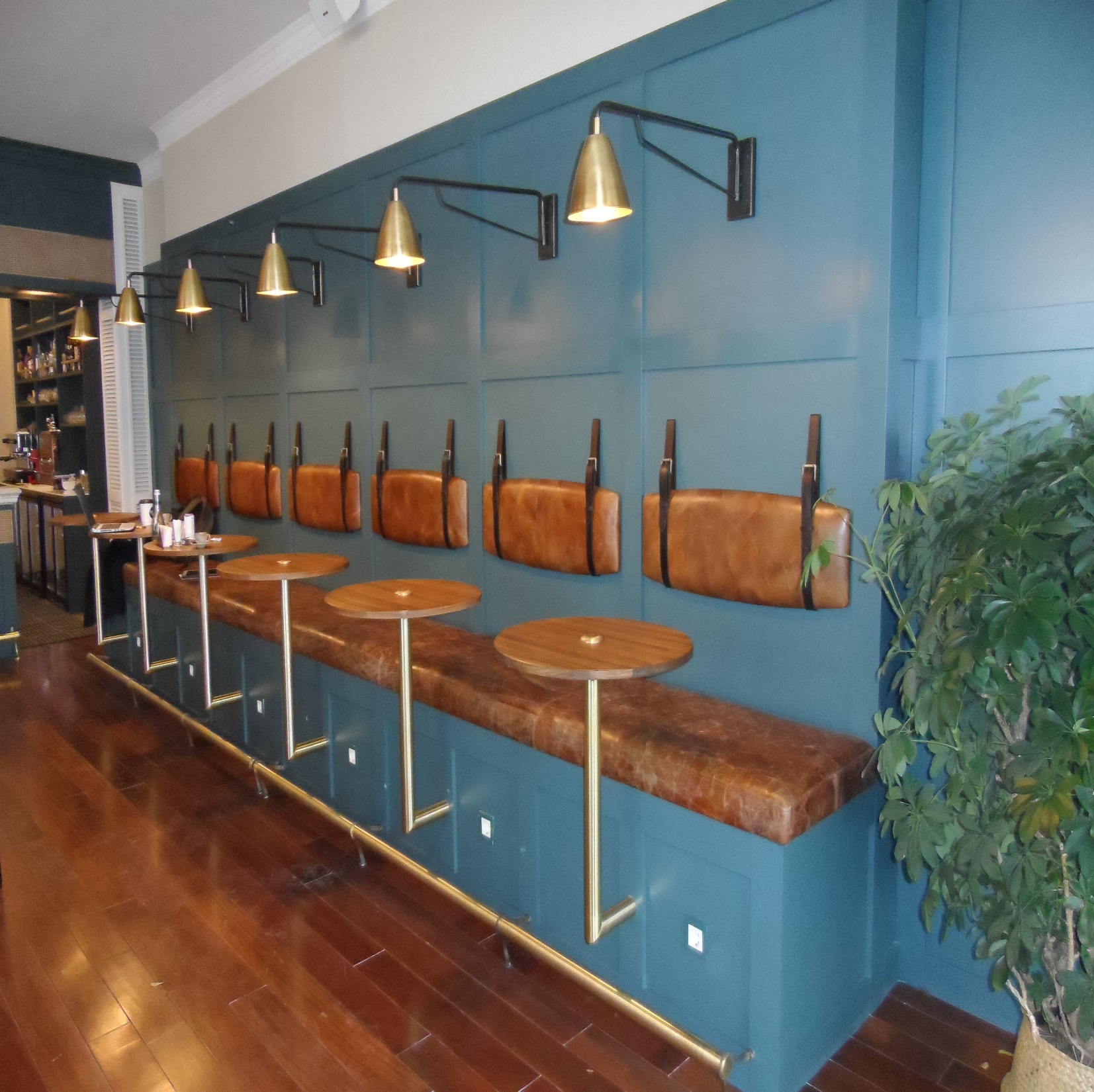 Restaurant interior with atmospheric lighting